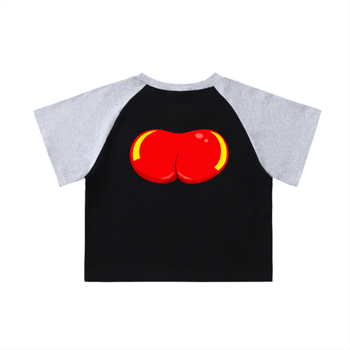 Color-Blocked Raglan Sleeve Crop Top