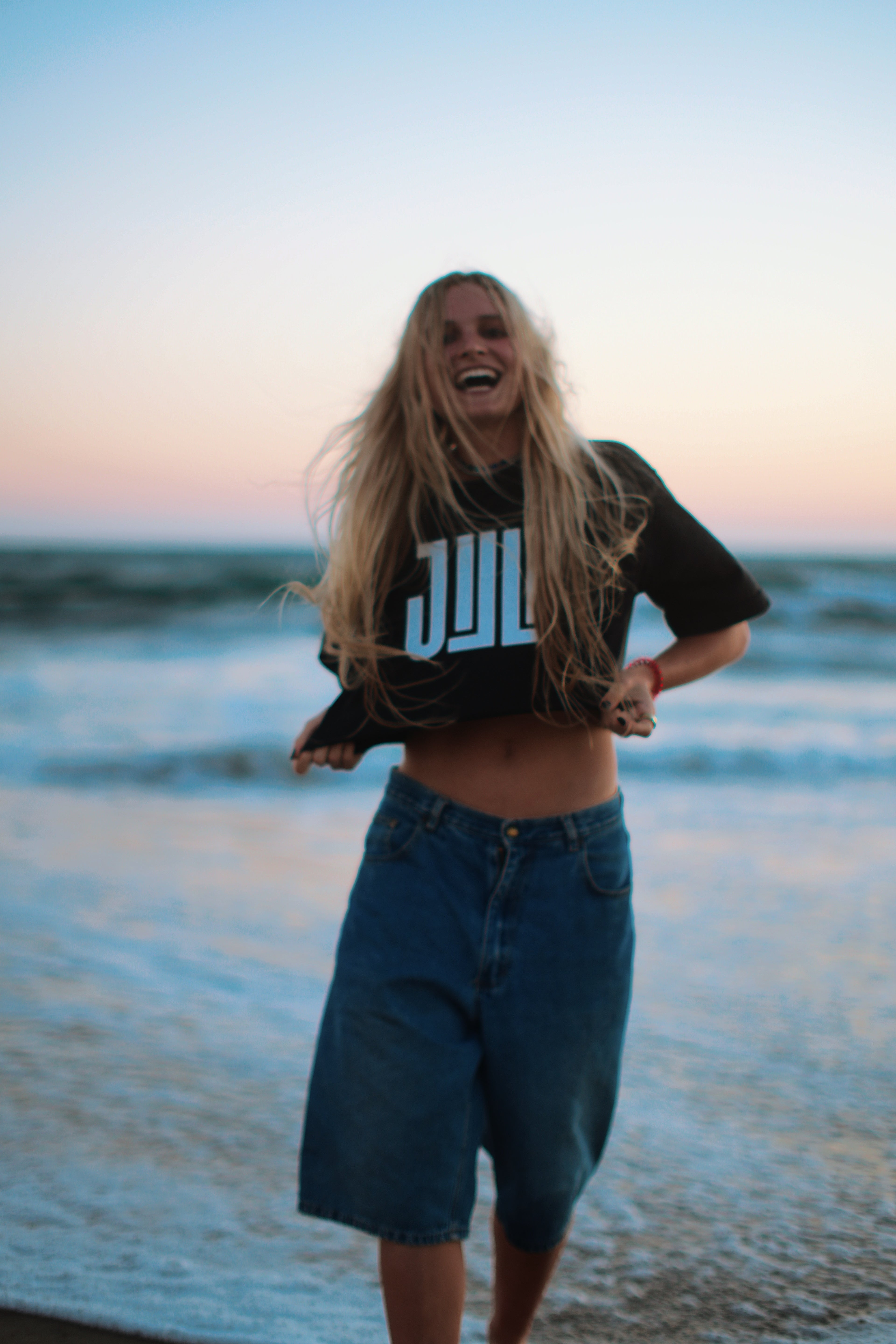 Snow Washed Raw Edge Crop Top